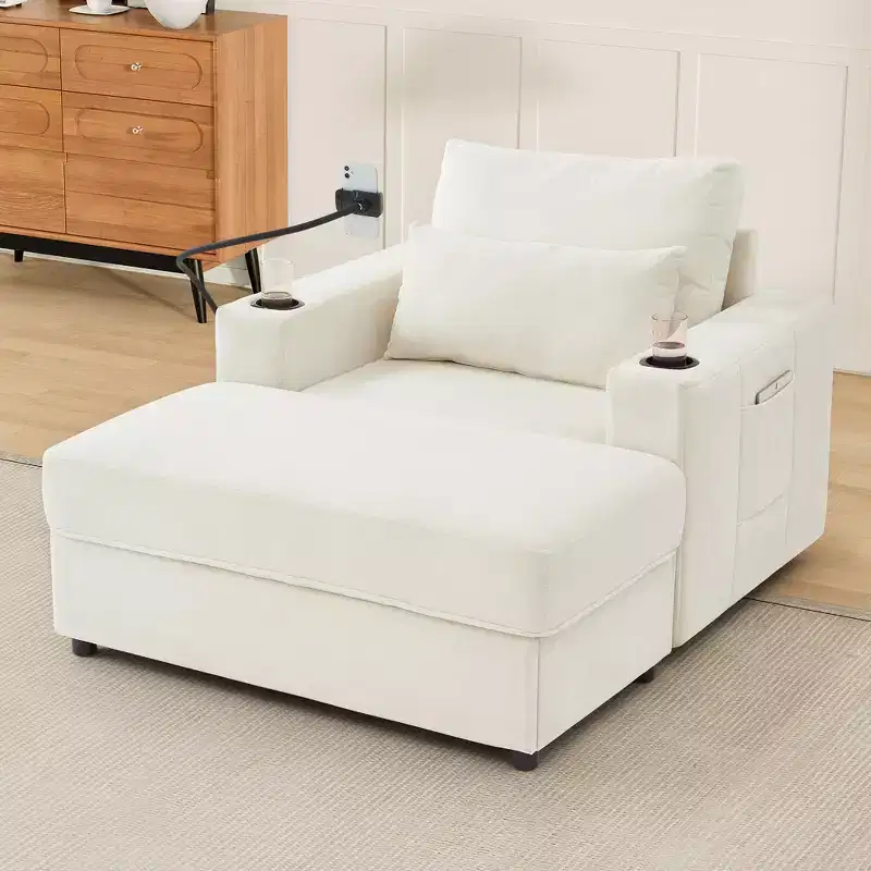 Modern Chenille Armchair Chaise Lounge