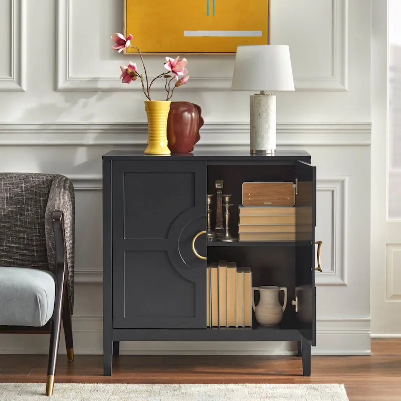 Console Cabinet with Adjustable Shelf and Metal Handles