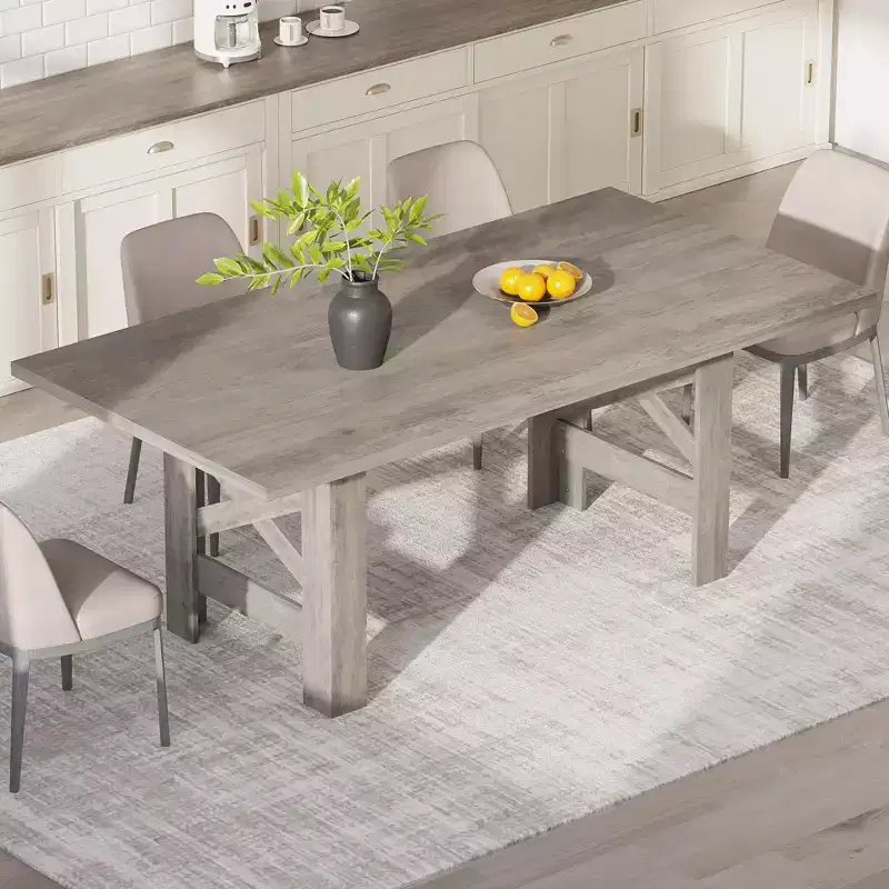 COZONY 71 Rustic Dining Table, Farmhouse Rectangular Wooden Kitchen Table for 6-8, Thick Rectangle Tabletop, Heavy-Duty Base