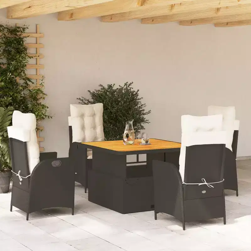vidaXL Garden Dining Set Black, Brown, Cream