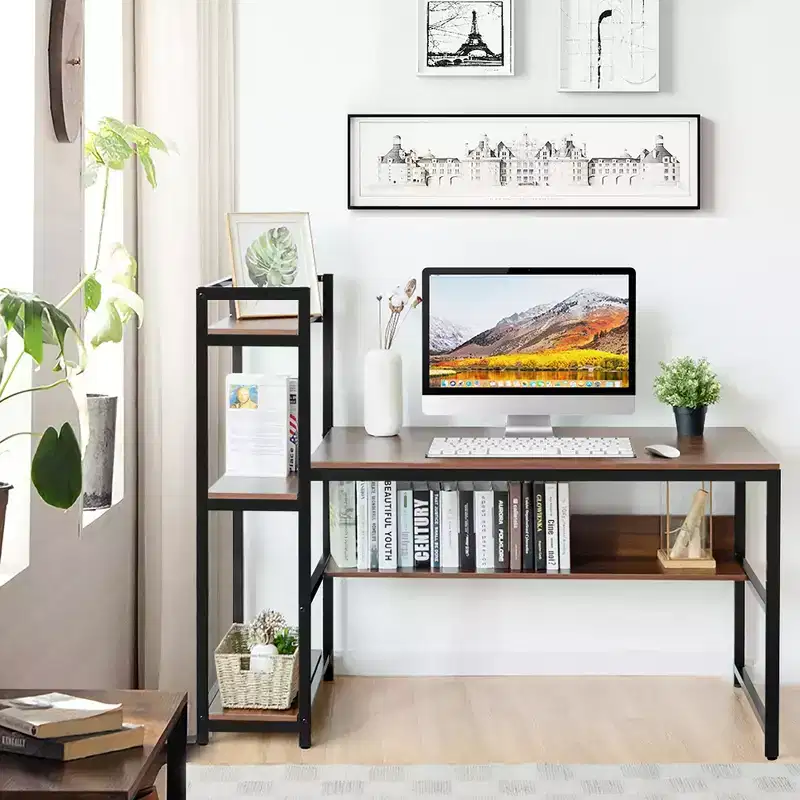 Costway Multi-Functional Computer Desk with 4-tier Storage shelves