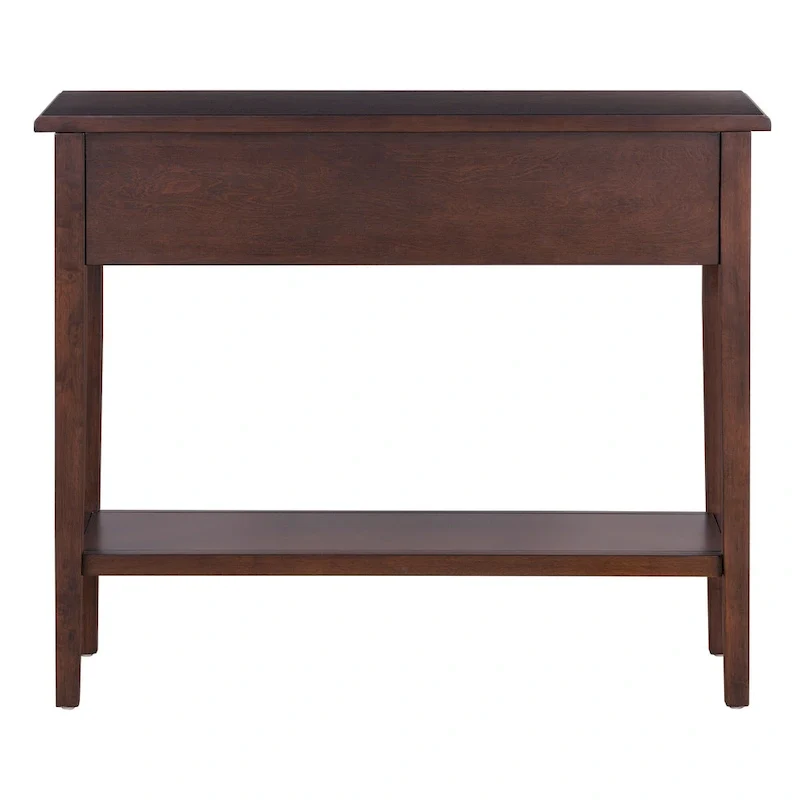 38.2 Rustic Console Table with Open Shelf and Three Drawers, Rubber Wood Legs