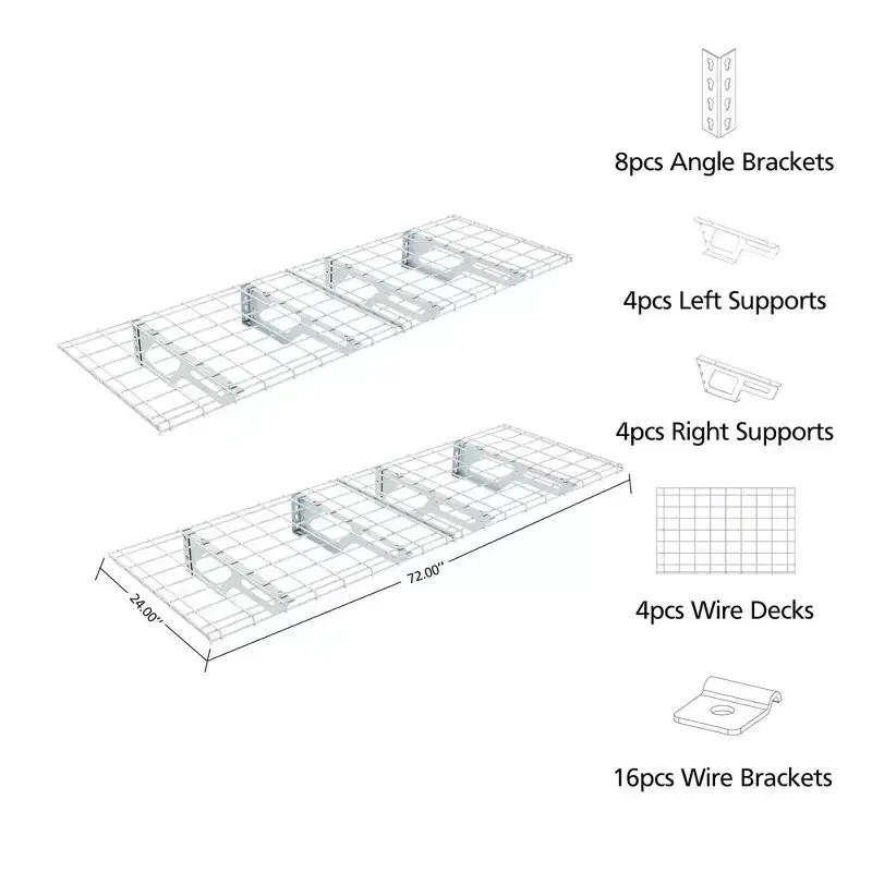 Atlas Shelving 2pk 2'x6' Wall Shelf Garage Storage Rack 800 lbs White