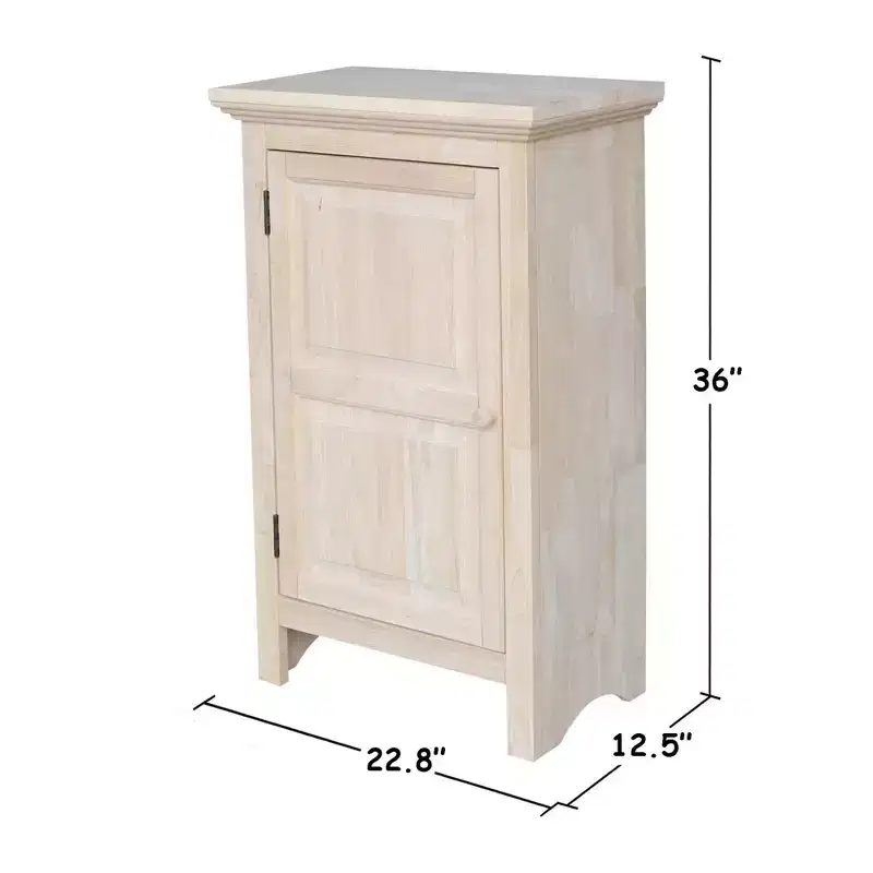 36 Single Jelly Cabinet Unfinished - International Concepts: Solid Wood, 2 Shelves, Rubberwood