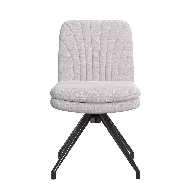 VECELO Upholstered Office Desk Chair Cross Legged Chair with Wide Padded Seat, Modern Computer Task Chair Gray/Beige