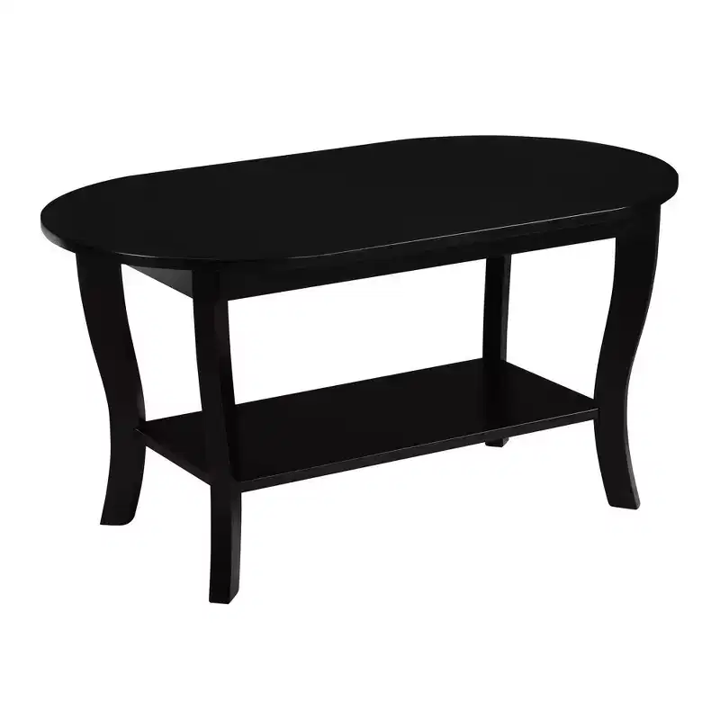 American Heritage Oval Coffee Table with Shelf - Black