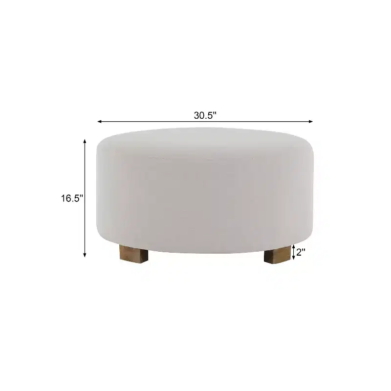 Christopher Knight Home Elsu Modern Rubberwood Upholstered Round Ottoman