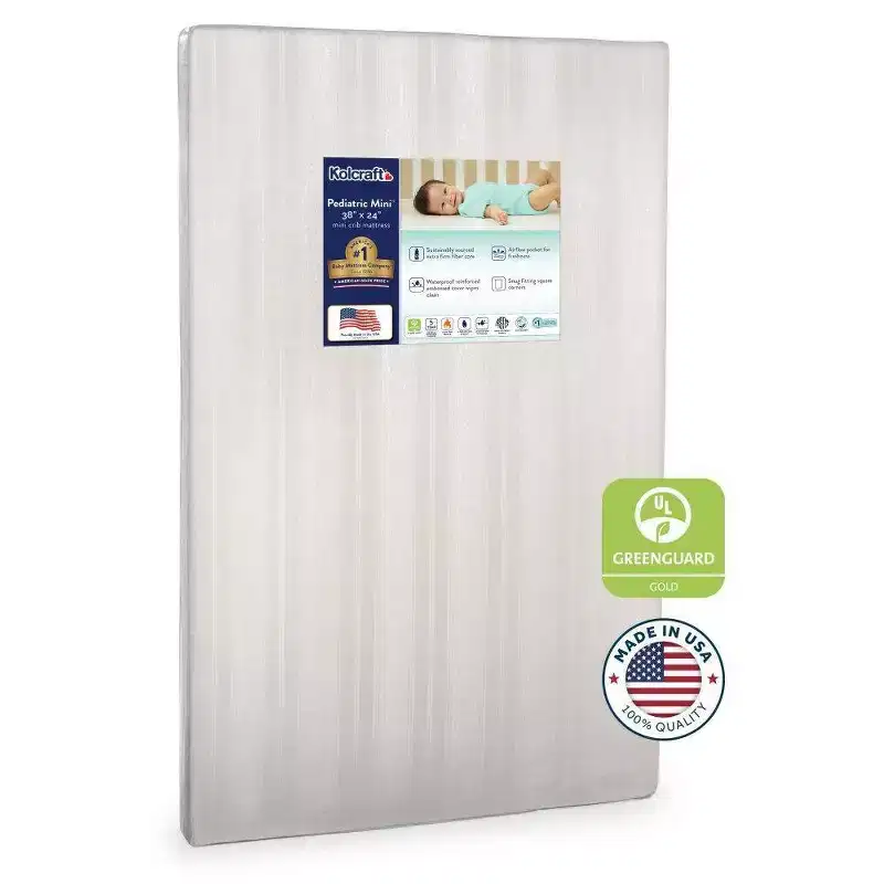 Mini Waterproof Crib Mattress - 38"x24": Ultra Firm, Hypoallergenic, Polyester Foam, 3.6 lbs