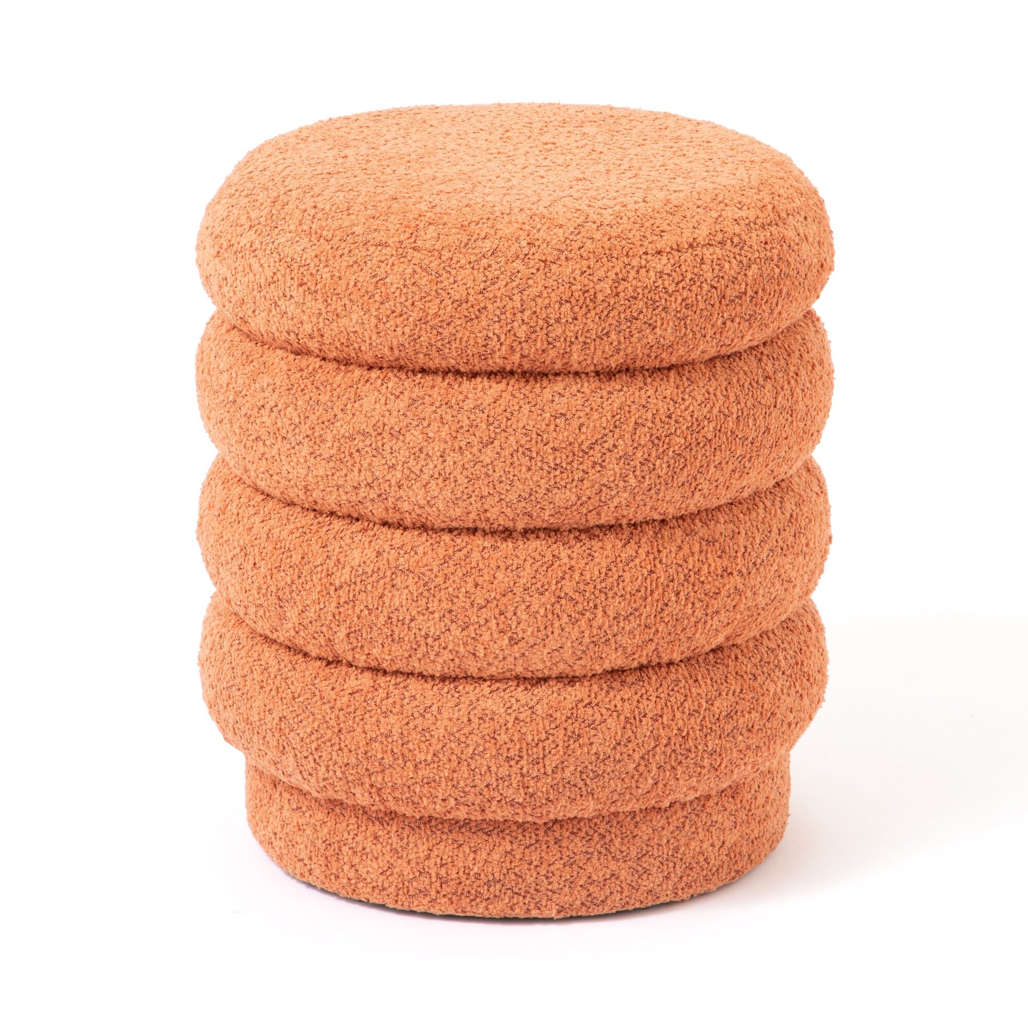 Orange Upholstered Square Accent Stool