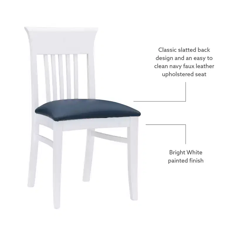 Set of 2 Jenny Slat Back Faux Leather Dining Chairs White - Linon