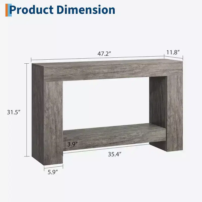 Farmhouse Console Table - 2-Tier Entryway Table with Storage for Living Room, Hallway & Entrance