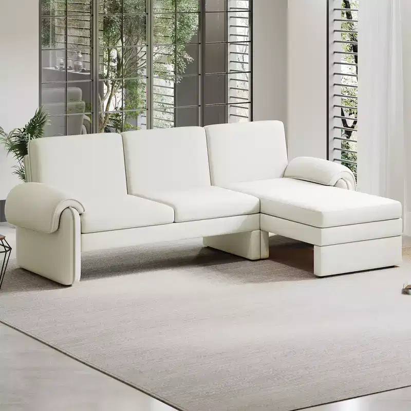 94 Modern L-Shaped Sofa, Sectional Sofa With Convertible Chaise, 90-180 Adjustable Backrest