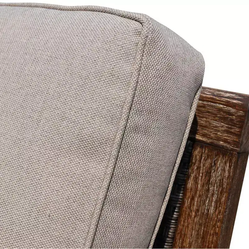 Courtyard Casual Bermuda FSC Teak Club Chair FSC Teak Rustic Taupe Stain with Weathered Gray Wicker Fully Assembled