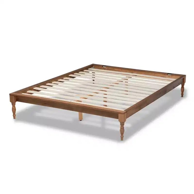 Romy Wood Bed Frame Ash Walnut - Baxton Studio