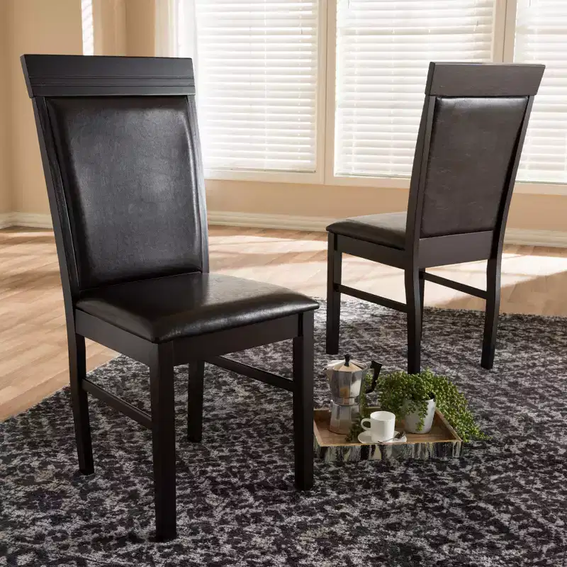 Modern Faux Leather Upholstered Dining Chairs Dark Brown