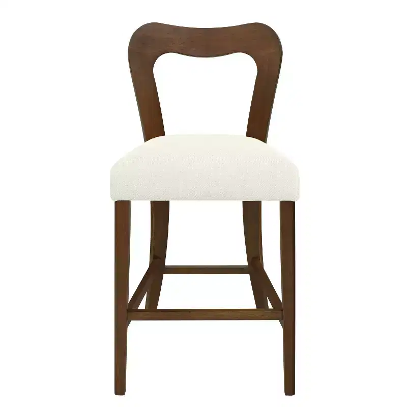 Christopher Knight Home Imamu Rubberwood Upholstered Counter Stools with Curved Open Back (Set of 2)
