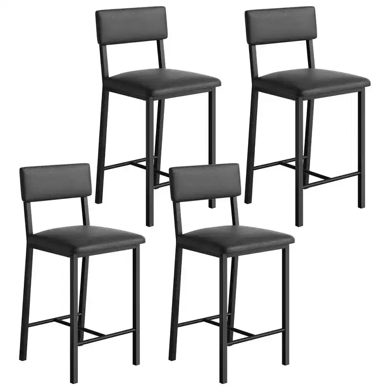 TruAIR Bar Stools Set of 4  Counter Height Stools with Backrest & Metal Legs for Kitchen Island/Bar