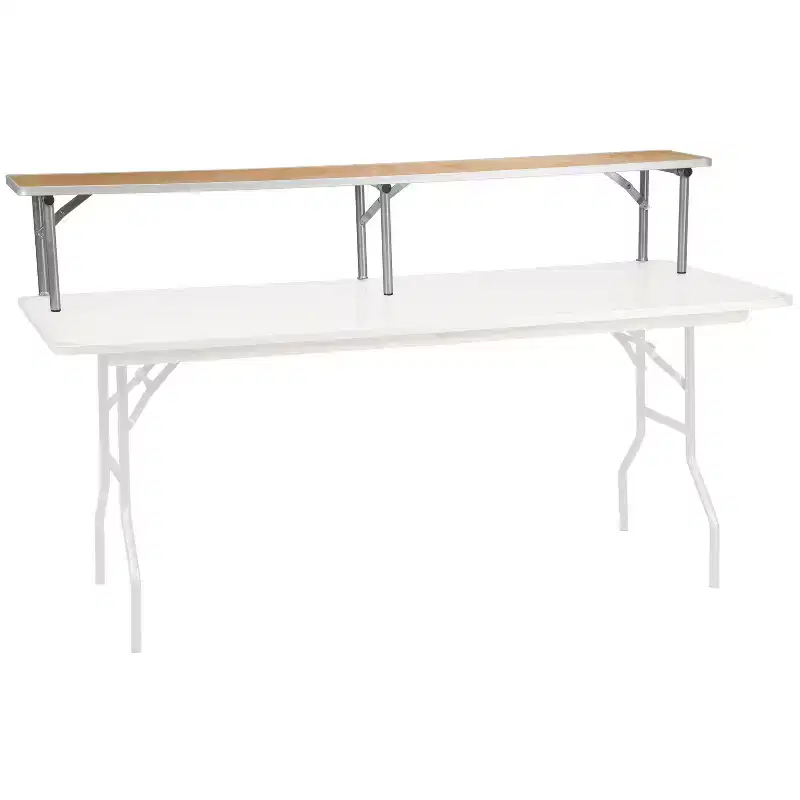 Emma and Oliver 72 x 12 x 12 Birchwood Bar Top Riser with Silver Legs
