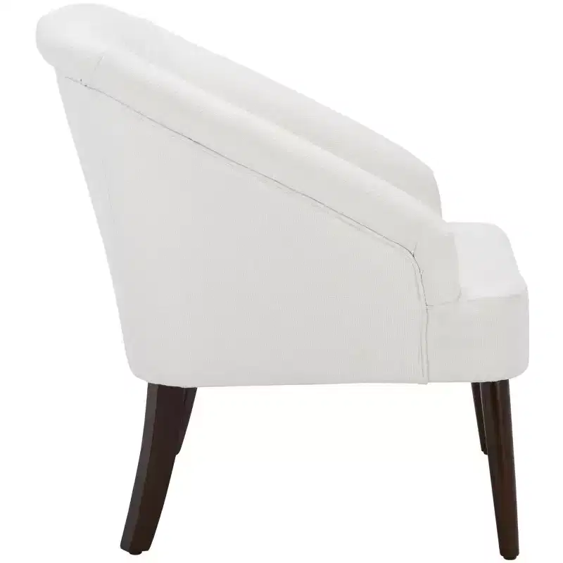 Polyester & Wood Accent Chair — White