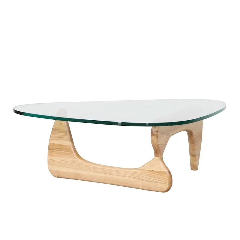 Mid-Century Modern Triangle Tempered Glass Coffee Table