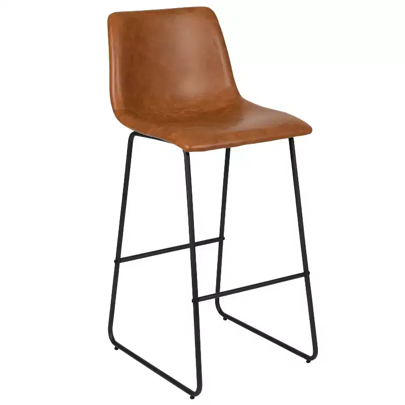 Merrick Lane 30 inch Faux Bar Height Bucket Seat Stools, Set of 2