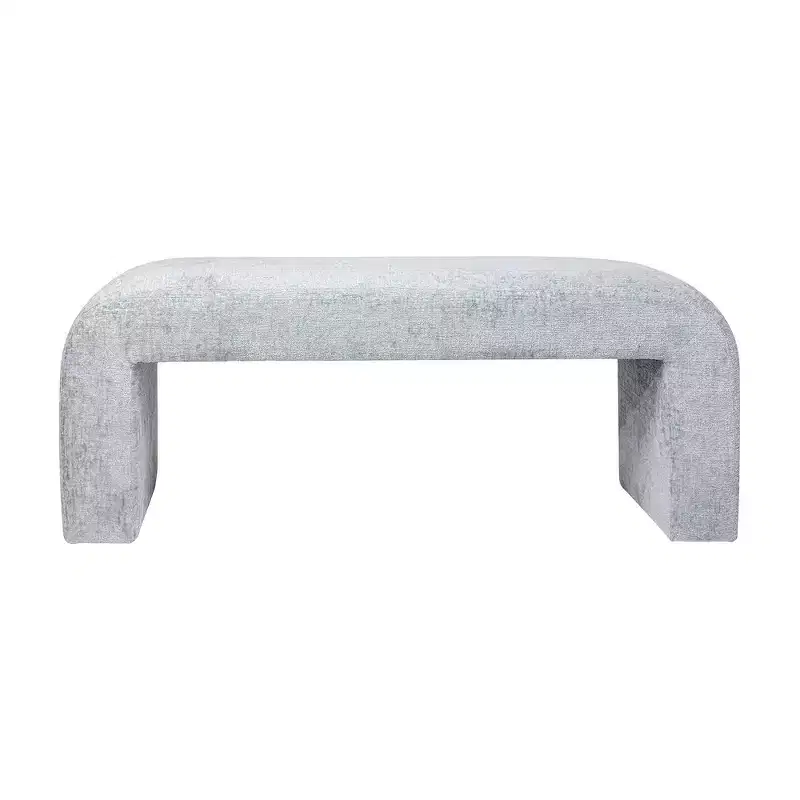 Modern Luxury Curved Upholstered Waterfall Jacquard Bench - Small
