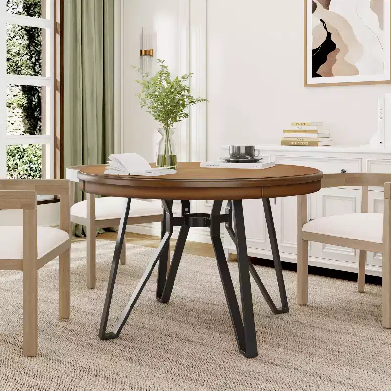 Christopher Knight Home Wedy 46.85 Round Top 4 Seats Dining Table with Hairpin Leg