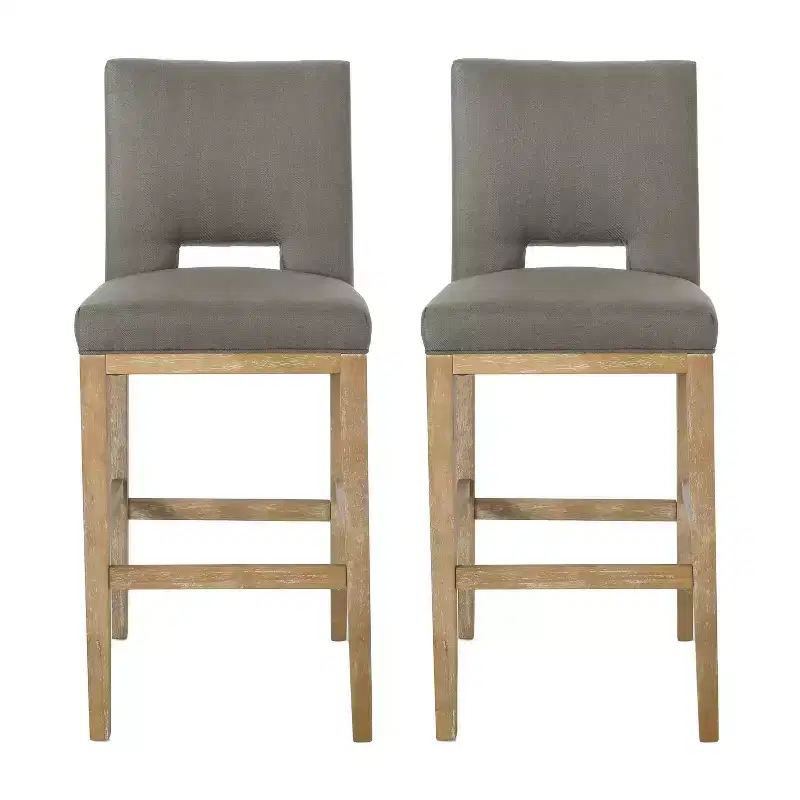 Christopher Knight Home Set of 2 31" Coloma Upholstered Barstools Deep Gray/Weathered Brown