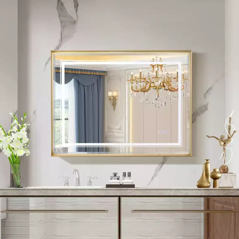 Whisen Touchable LED Bathroom Vanity Wall Mirror with HD Float Glass, Beveled Edge, Aluminum Frame and Anti-Fogging, 40x30