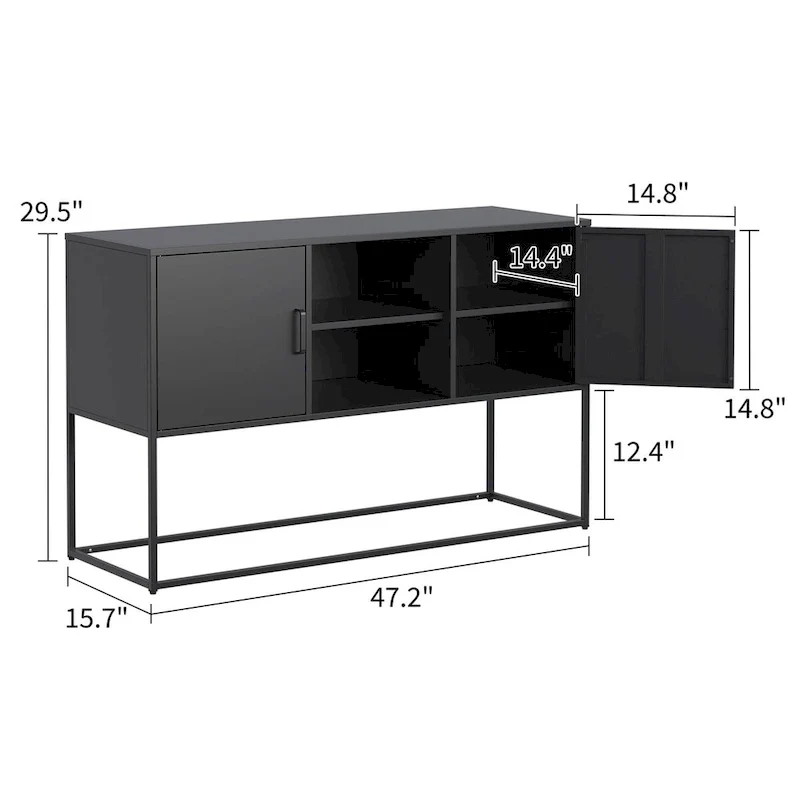 Sideboard Buffet Cabinet - Adjustable Feet, Anti-Tilt, Elegant Handle & Silent Magnetic Closure