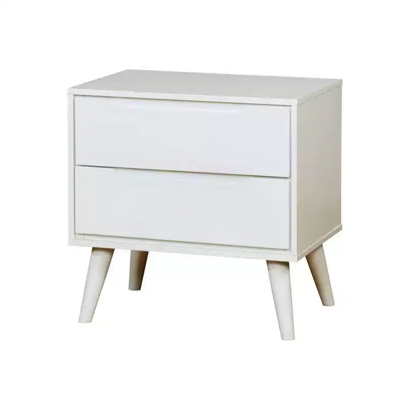 Royal Hampton 2 Drawer Wooden Nightstand with Recessed Drawer Fronts, White