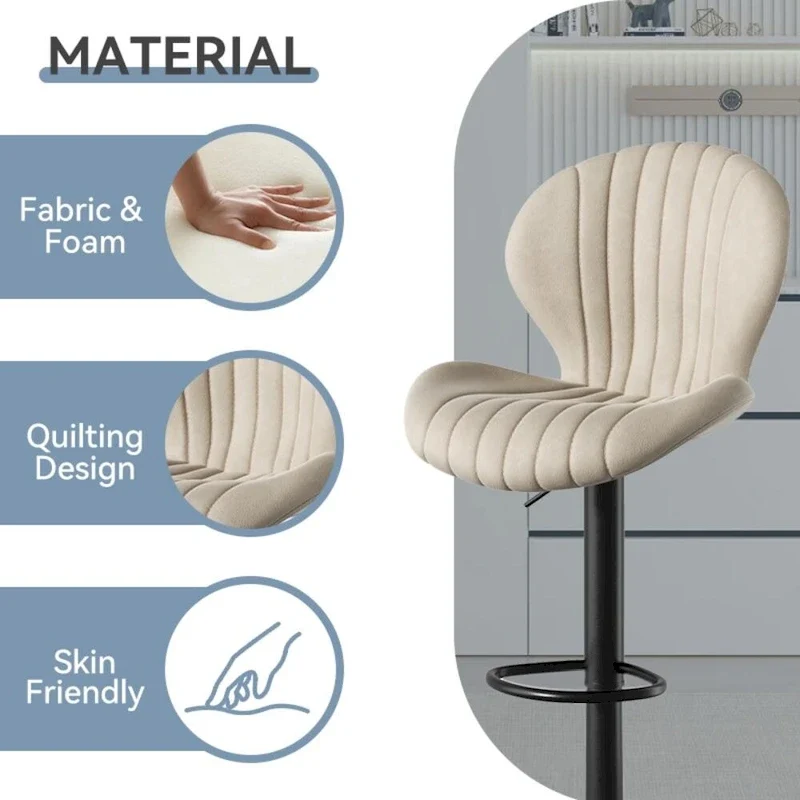 Set of 2 Modern Fabric Bar Stool with Iron Frame