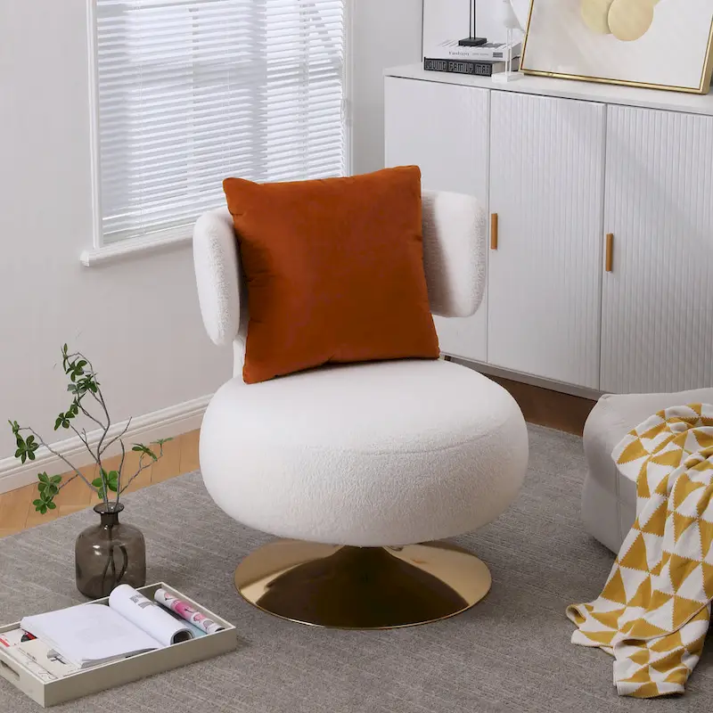 Fabric Swivel Round Barrel Chair