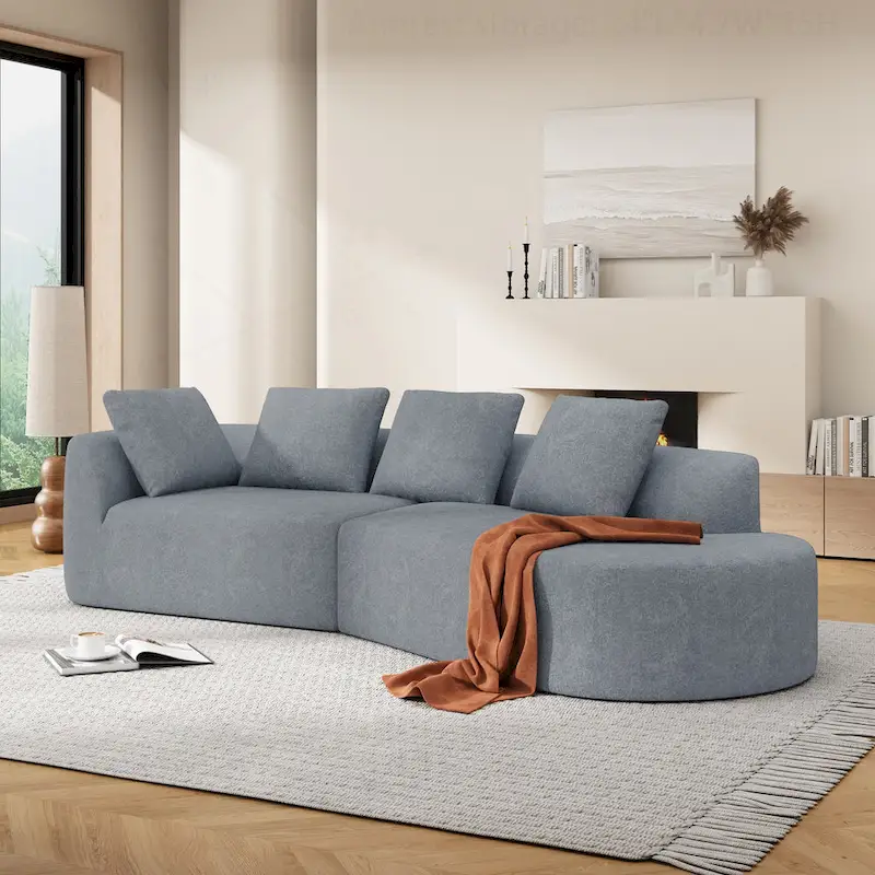 Modern Curved Sectional Sofa with High-Quality Upholstery and Spacious Seating