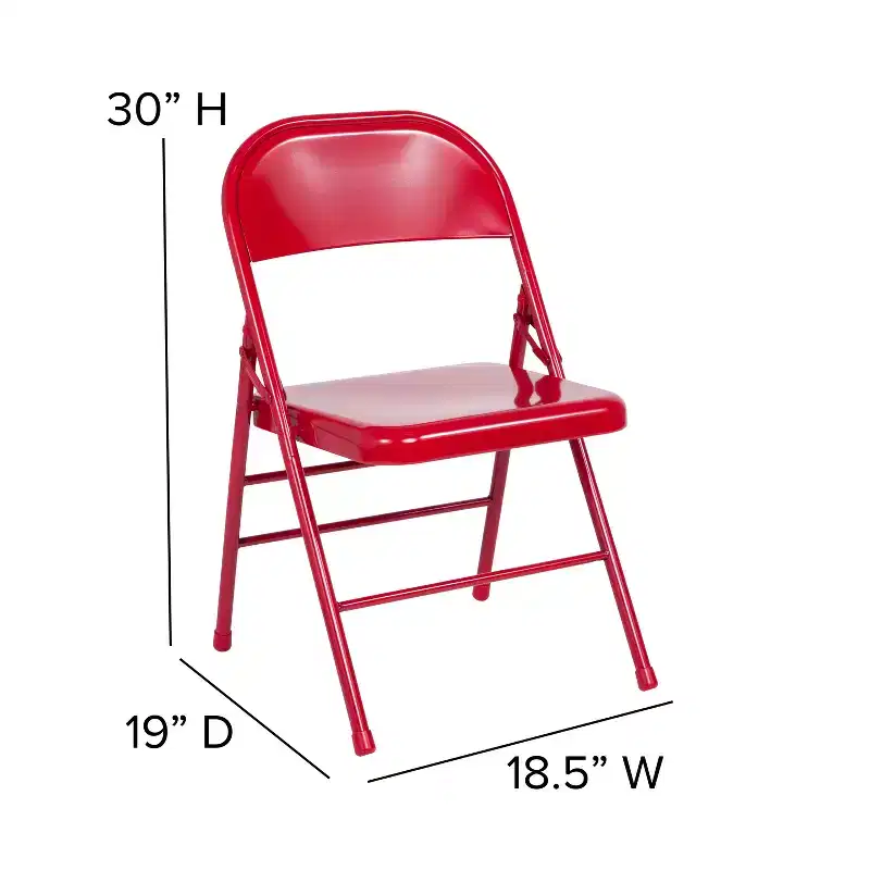 Emma and Oliver 4 Pack Triple Braced & Double Hinged Metal Folding Chair