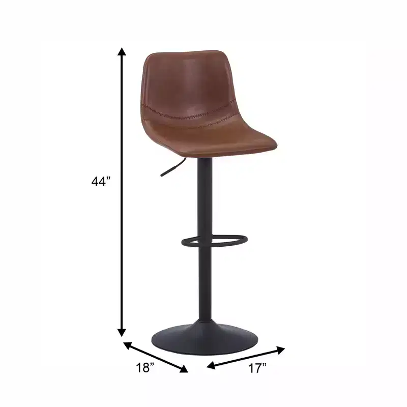 Adjustable Swivel Bar Stool Set of 2 Faux Leather Footrest Counter Height Kitchen