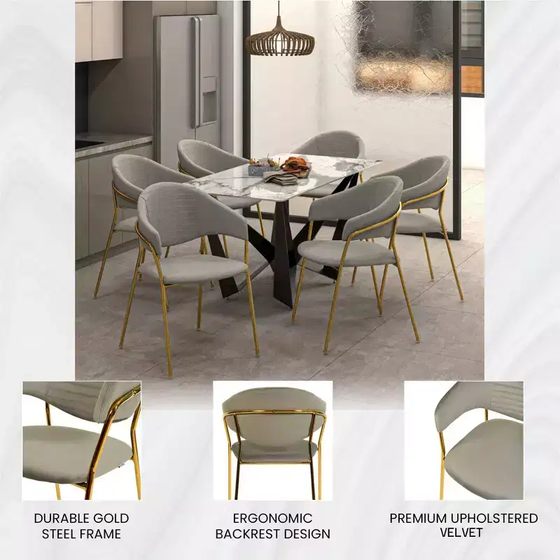 Upholstered Dining Chair Set of 2 Velvet Camelback Stainless Steel Legs 330 lbs