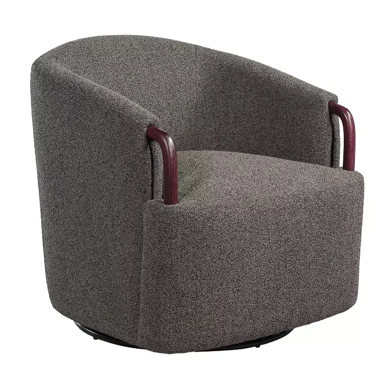 360Swivel Barrel Chair Accent Chair Upholstered Armchair Ergonomic Reading Chair Comfy Vanity Chair with Curved Backrest