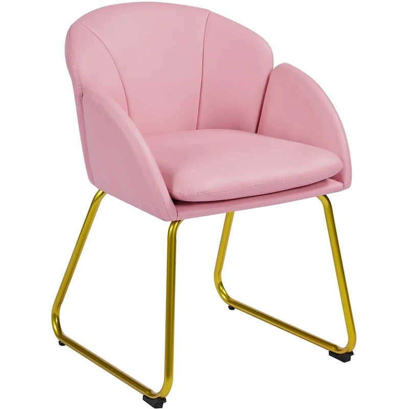 Yaheetech Flower Shape Velvet Armchair Accent Chair with Golden Metal Legs