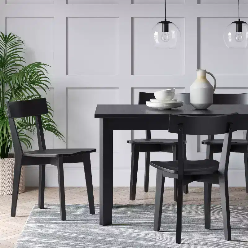 Set of 2 Bombelli Modern Dining Chair Black - Threshold™: Rounded Backrest, Rubberwood Frame, 250lb Capacity