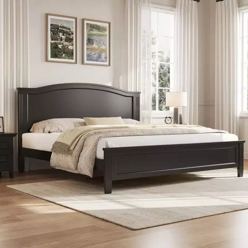 Whisen Platform Bed Bed Frame with Headboard,with Wooden Slat Support Legs