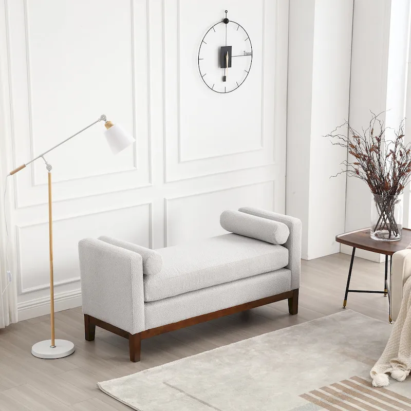 Upholstered Bench with Wood Legs