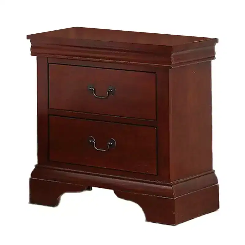 Cherry Brown Transitional 2-Drawer Wooden Nightstand, Single