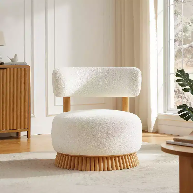 Modern Armless Accent Chair with Unique Base, Boucl Upholstered Chair for Living Room, Bedroom, or Reading Nook-Panipeachy