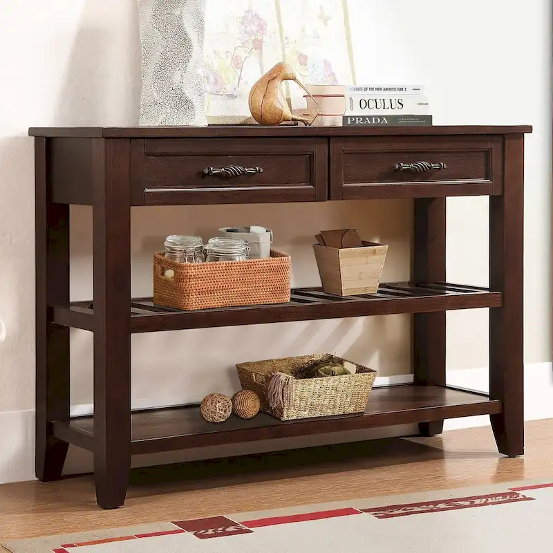 42 Console Sofa Table with Drawers and Tiers Shelves