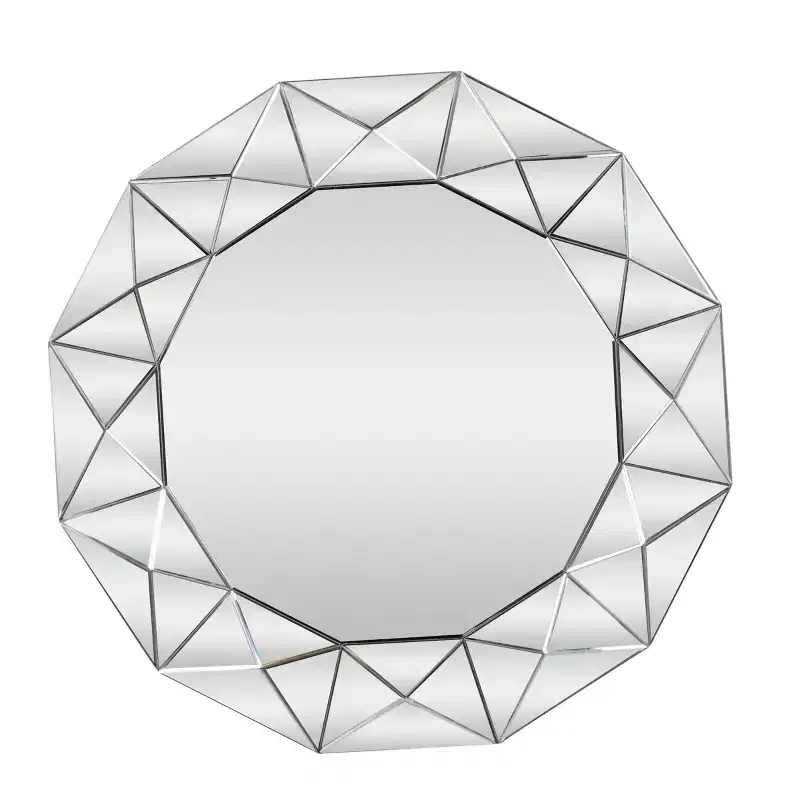 Large Round Silver Starburst Wall Mirror - 39.5