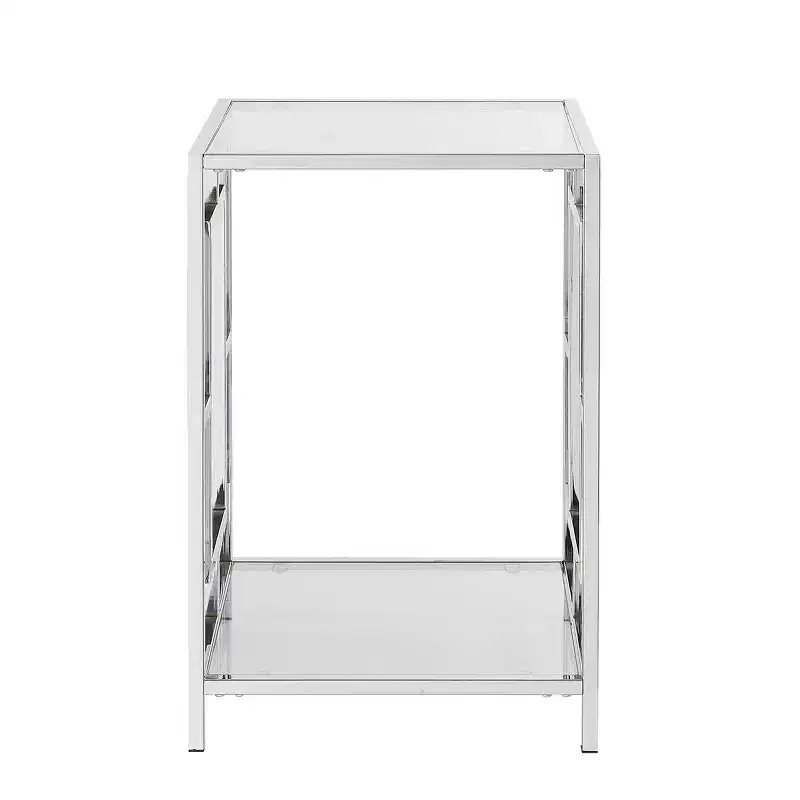 Town Square Chrome End Table with Shelf - Breighton Home