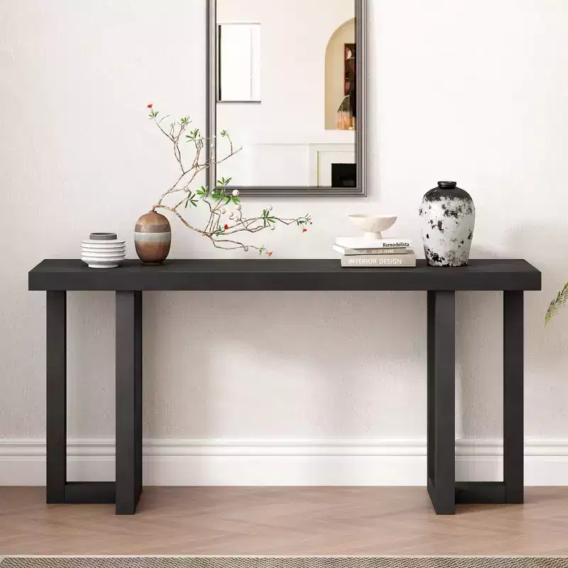 Okak 63IN Modern Console Table with Solid Wood Legs, Elegent Entryway Table with Thick Tabletop, Hallway Table for Living Room, Bedroom