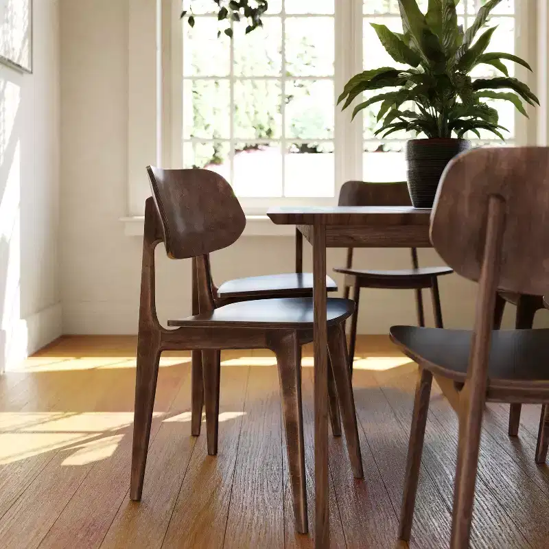 Emma and Oliver Set of 2 Solid Wood Dining Chairs with Curved Oval Backrests