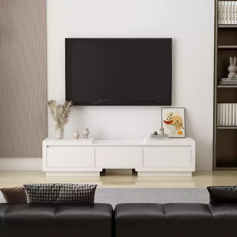 Famapy Extendable TV Console Table Modern TV Cabinet with Drawers